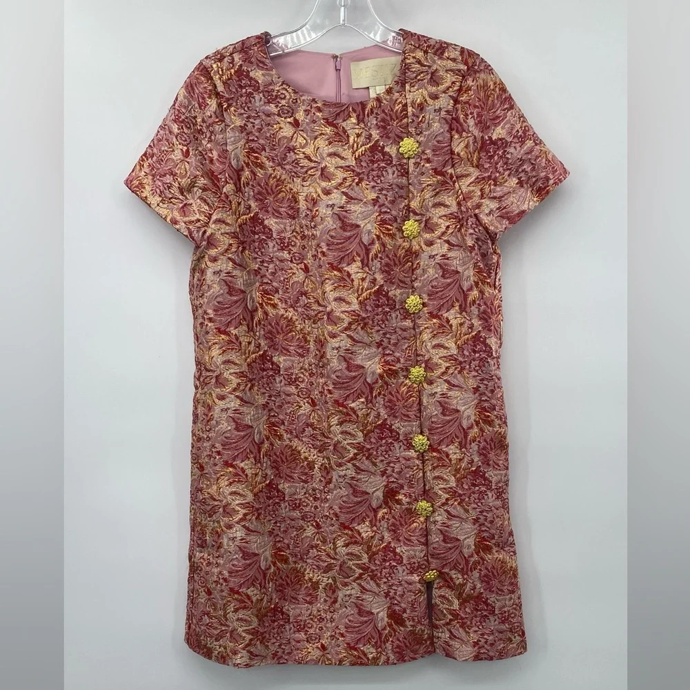 Mestiza New York Isolde Mini Dress Pink Floral Jacquard Shift Size 2 - Picture 6 of 14